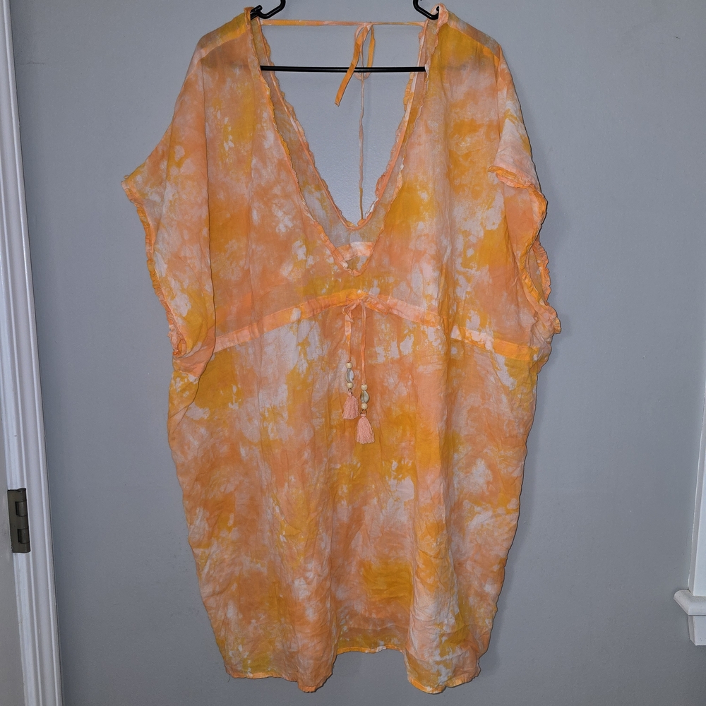 🌟 Aerie Orange Tie Dye Swim Cover-Up - Picture 2 of 7